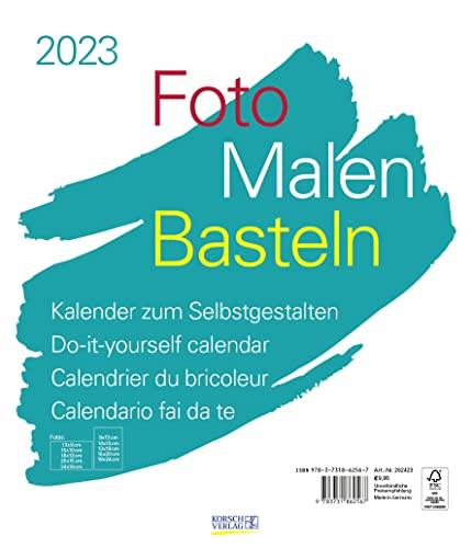 Foto-Malen-Basteln Bastelkalender weiß groß 2023: Fotokalender zum Selbstgestalten. Do-it-yourself Kalender mit festem Fotokarton. Format: 30 x 35 cm