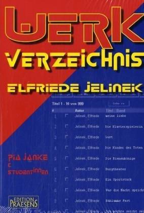 Werkverzeichnis Elfriede Jelinek