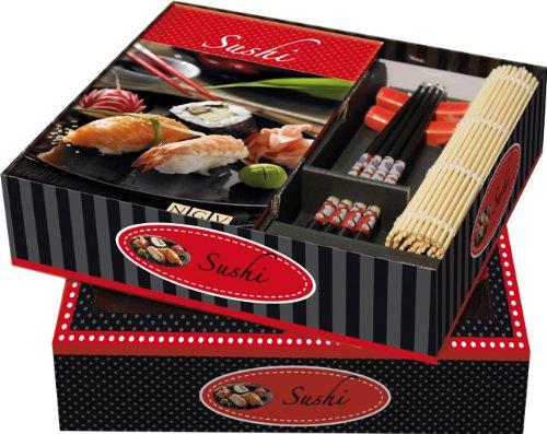 Buch-Box Sushi: Buch + Ess-Stäbchen, Stäbchen-Halter & Sushimatte