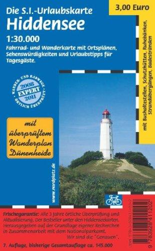 SI-Inselkarte Hiddensee, 1:30.000, Fahrrad-/Wanderkarte mit Ortsplänen, Wanderplan Dünenheide, Tipps für Tagesgäste