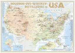 Whiskey Distilleries USA - Tasting Map 34x24cm: The Whisky Landscape in Overview