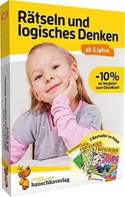 Rätselblock-Paket: Rätseln und logisches Denken! ab 5 Jahre: Kunterbunte Rätsel für Kindergarten und Vorschule - Labyrinthe, Fehler finden, Sudokus, Konzentration fördern, logisches Denken