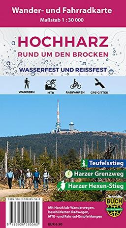 Der Hochharz - wetterfest: Rund um den Brocken - Wander- und Fahrradkarte 1:30000