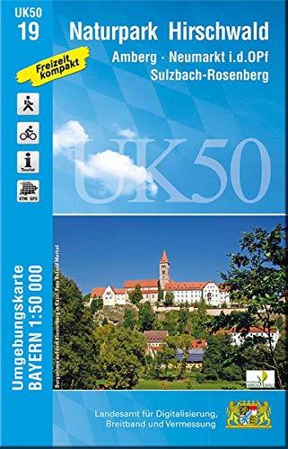 UK50-19 Naturpark Hirschwald: Amberg, Neumarkt i.d.OPf., Sulzbach-Rosenberg, Altdorf b.Nürnberg, Lauterhofen, Pilsach, Deining, Freystadt, Hirschau, ... Karte Freizeitkarte Wanderkarte)