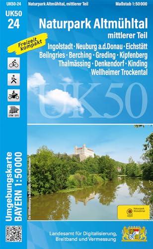 UK50-24 Naturpark Altmühltal mittlerer Teil: Ingolstadt, Neuburg a.d.Donau, Eichstätt, Beilngries, Berching, Greding, Kipfenberg, Thalmässing, ... Karte Freizeitkarte Wanderkarte)