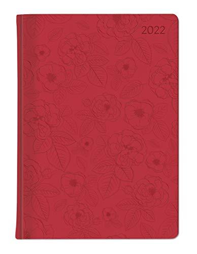 Ladytimer Grande Deluxe Coral 2022 - Taschen-Kalender A5 (15x21 cm) - Tucson Einband - Motivprägung Rosen - Weekly - 128 Seiten - Alpha Edition