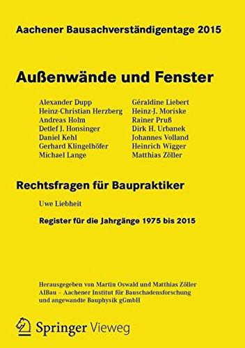 Aachener Bausachverständigentage 2015: Außenwände und Fenster