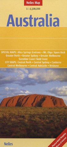 Nelles Map Australia (Landkarte) 1 : 4 500 000. Special Maps:Alice Springs Environs,Greater Melbourne,Greater Perth,Greater Sydney,Mt. Olga / Ayers Rock,Sunshine Coast / Gold Coast and City Maps