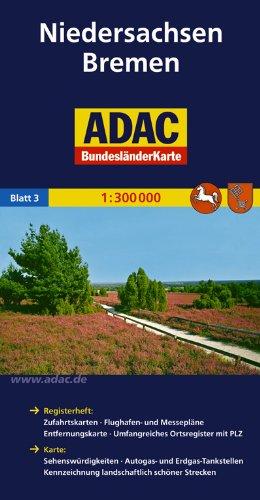 ADAC Bundesländerkarte Niedersachsen, Bremen 1:300.000 (ADAC BundesländerKarten Deutschland)