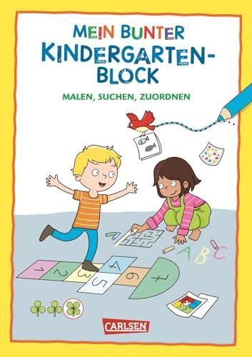 Rätseln für Kita-Kinder: Mein bunter Kindergarten-Block: Malen, suchen, zuordnen: Rätseln und malen für Kindergartenkinder ab 4 Jahren