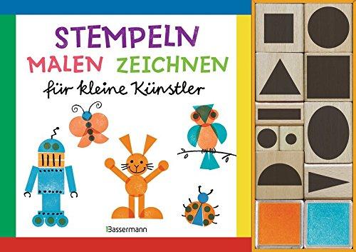 Stempeln, malen, zeichnen-Set: für kleine Künstler. Buch mit 10 Holzstempeln und 2 Stempelkissen