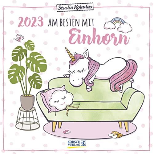 Einhorn 2023: Broschürenkalender mit Ferienterminen. Tierkalender vom wahren Einhorn. 30 x 30 cm