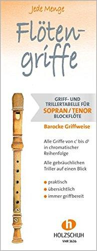 Jede Menge Flötengriffe: Griff- und Trillertabelle für Sopran- und Tenorblockflöte barocke Griffweise