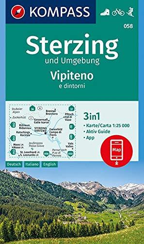 Sterzing und Umgebung, Vipteno e dintorni: 3in1 Wanderkarte 1:25000 mit Aktiv Guide inklusive Karte zur offline Verwendung in der KOMPASS-App. Fahrradfahren. Skitouren. (KOMPASS-Wanderkarten, Band 58)