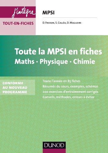 Toute la MPSI en fiches : maths, physique, chimie : conforme au nouveau programme