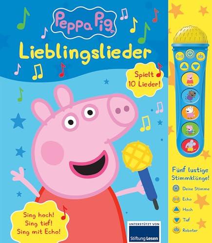 Peppa Pig - Lieblingslieder - Mikrofonbuch - Pappbilderbuch mit abnehmbarem Mikrofon mit 5 lustigen Stimmklängen und 10 Melodien - Peppa Wutz