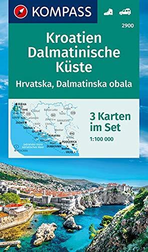 KOMPASS Wanderkarte Kroatien, Dalmatinische Küste: 3 Wanderkarten 1:100000 im Set (KOMPASS-Wanderkarten, Band 2900)