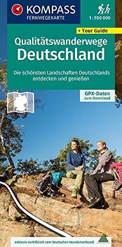 KOMPASS Fernwegekarte Qualitätswanderwege Deutschland: Die schönsten Landschaften Deutschlands entdecken & genießen. GPX-Daten zum Download. (KOMPASS-Wander-Tourenkarten, Band 2561)