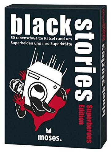 moses. black stories Superheroes Edition | 50 rabenschwarze Rätsel | Das Krimi Kartenspiel