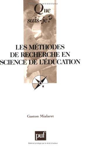 Méthodes de recherche en sciences de l'éducation