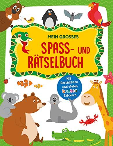 Mein großes Spaß- und Rätselbuch Tiere: Mit spannenden Geschichten und vielen bunten Stickern | Ab 4 Jahren