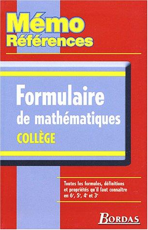 Formulaire de mathématiques : collège