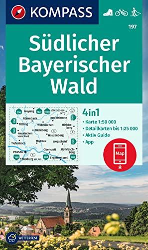 KOMPASS Wanderkarte 197 Südlicher Bayerischer Wald 1:50.000: 4in1 Wanderkarte, mit Aktiv Guide und Ortsplänen inklusive Karte zur offline Verwendung in der KOMPASS-App. Fahrradfahren. Skitouren.