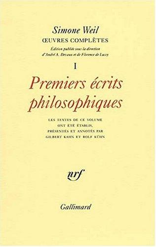 Oeuvres complètes. Vol. 1. Premiers écrits philosophiques