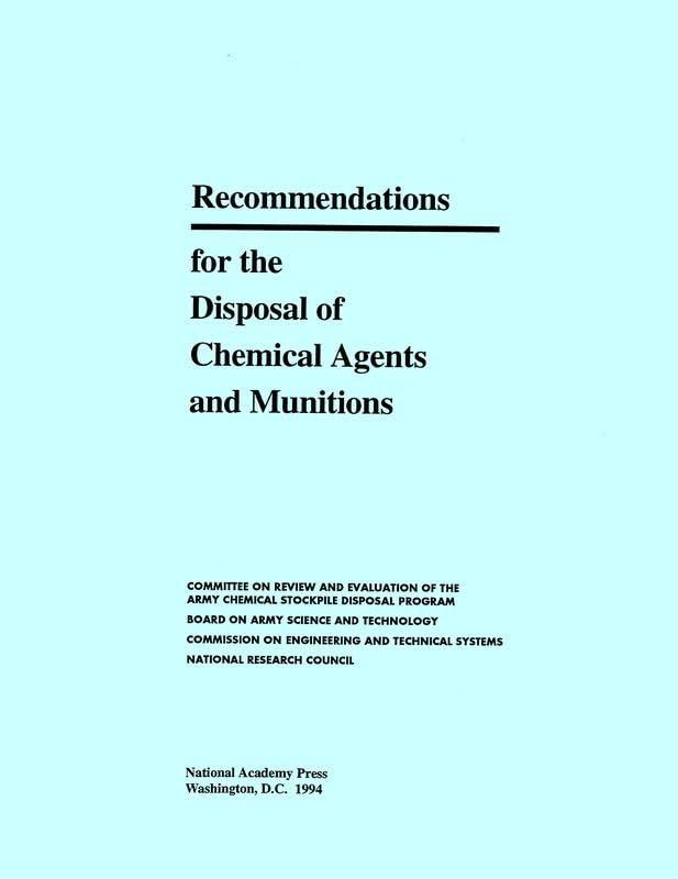 Recommendations for the Disposal of Chemical Agents and Munitions