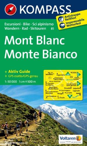 Monte Bianco - Mont Blanc: Wanderkarte mit Aktiv Guide, Radrouten und alpinen Skirouten. GPS-genau. Dt. /Ital. 1:50000