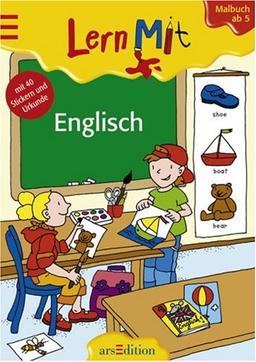 Englisch, Malbuch m. 80 Sticker