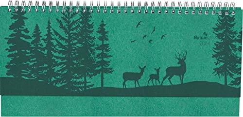 Tisch-Querkalender Nature Line Forest 2024 - Tisch-Kalender - Büro-Kalender quer 29,7x13,5 cm - 1 Woche 2 Seiten - Umwelt-Kalender - mit Hardcover