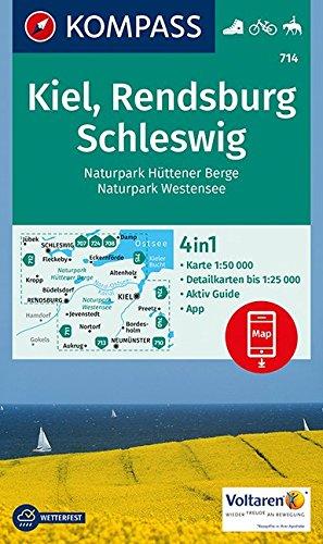 Kiel, Rendsburg, Schleswig: 4in1 Wanderkarte 1:50000 mit Aktiv Guide und Detailkarten inklusive Karte zur offline Verwendung in der KOMPASS-App. Fahrradfahren. Reiten. (KOMPASS-Wanderkarten, Band 714)