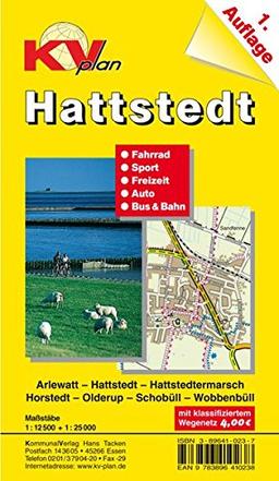 Hattstedt: 1:12.500 Amtsplan mit Freizeitkarte 1:25.000 mit Radrouten und öffentlichem Nahverkehr (KVplan Schleswig-Holstein-Region)