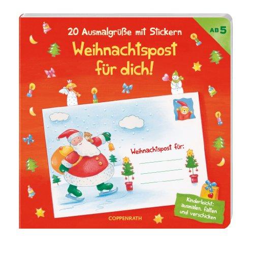 20 Ausmalgrüße mit Stickern: Weihnachtspost für dich!: (Verkaufseinheit)