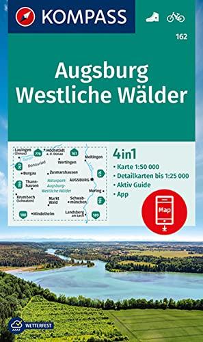 KOMPASS Wanderkarte 162 Augsburg, Westliche Wälder: 4in1 Wanderkarte 1:50000 mit Aktiv Guide und Detailkarten inklusive Karte zur offline Verwendung ... (KOMPASS-Wanderkarten, Band 162)