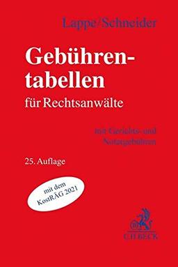 Gebührentabellen für Rechtsanwälte: mit Gerichts- und Notargebühren