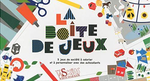 La boîte de jeux : 5 jeux de société à colorier et à personnaliser avec des autocollants