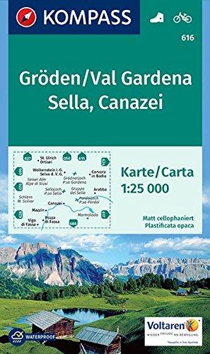 Gröden, Val Gardena, Sella, Canazei: Wanderkarte mit Radrouten. GPS-genau. 1:25000. (KOMPASS-Wanderkarten, Band 616)