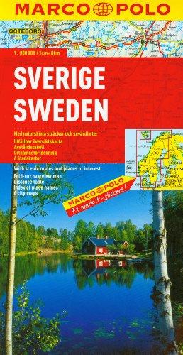 MARCO POLO Länderkarte Schweden 1:800.000: Mit landschaftlich schönen Strecken und Sehenswürdigkeiten. Übersichtskarte zum Ausklappen, Entfernungstabelle, Ortsregister, 6 Citypläne