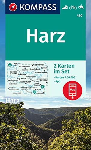 KOMPASS Wanderkarten-Set 450 Harz (2 Karten) 1:50.000: inklusive Karte zur offline Verwendung in der KOMPASS-App. Fahrradfahren. Reiten