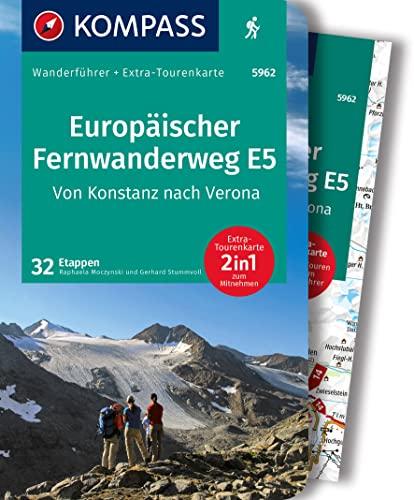 KOMPASS Wanderführer 5962 Europäischer Fernwanderweg E5, Von Konstanz nach Verona, 32 Etappen: Wanderführer mit Extra-Tourenkarte 1:50.000-62.500, GPX-Daten zum Download.