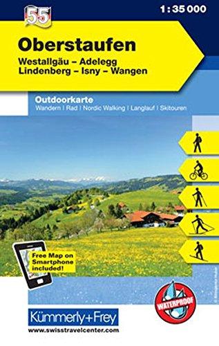 Oberstaufen Outdoorkarte Deutschland Nr. 55: Westallgäu, Andelegg, Lindenberg, Isny, Wangen, 1:35 000, Mit kostenlosem Download für Smartphone (Kümmerly+Frey Outdoorkarten Deutschland)