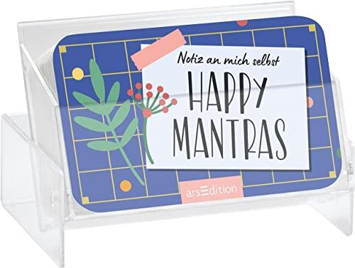 Notiz an mich selbst. Happy Mantras: Kartenbox zum Aufstellen mit 70 Glücksmantras und positiven Affirmationen