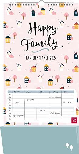 Happy Family - Familienplaner 2024: Familienplaner mit 5 Spalten und Zetteltasche