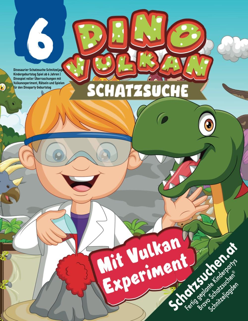 Dinosaurier Schatzsuche Schnitzeljagd Kindergeburtstag Spiel ab 6 Jahren: Dinospiel voller Überraschungen mit Vulkanexperiment, Rätseln und Spielen für den Dinoparty Geburtstag (Bravo Schatzsuche)