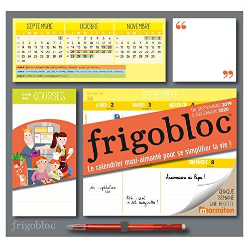 Je m'organise avec Frigobloc, le calendrier maxi-aimanté pour se simplifier la vie ! : de septembre 2019 à décembre 2020