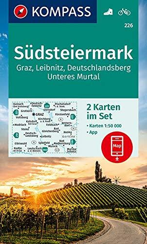 KOMPASS Wanderkarte Südsteiermark, Graz, Leibnitz, Deutschlandsberg, Unteres Murtal (2-K-Set): 2 Wanderkarten 1:50000 im Set inklusive Karte zur ... (KOMPASS-Wanderkarten, Band 226)