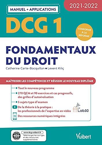 DCG 1, fondamentaux du droit : manuel + applications : conforme à la réforme, 2021-2022