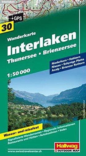 Interlaken / Thuner- & Brienzersee: Hallwag Wanderkarte Nr. 30, 1:50 000